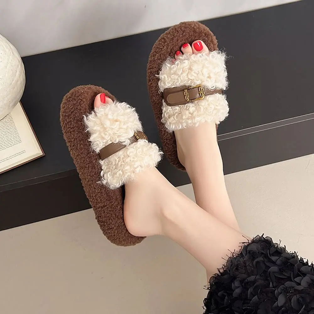 العصرية المرأة فروي النعال ملابس خارجية سميكة القاع زيادة فرو الضأن نعال من القطن الخريف الشتاء المطاط ترقية Versi #4