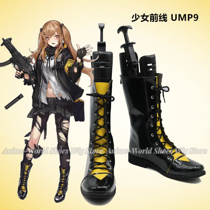 Mädchen Frontline UMP9 Cosplay Schuhe Halloween Karneval Stiefel Cosplay Perücke Prop PU Leder Schuhe Nach Maß