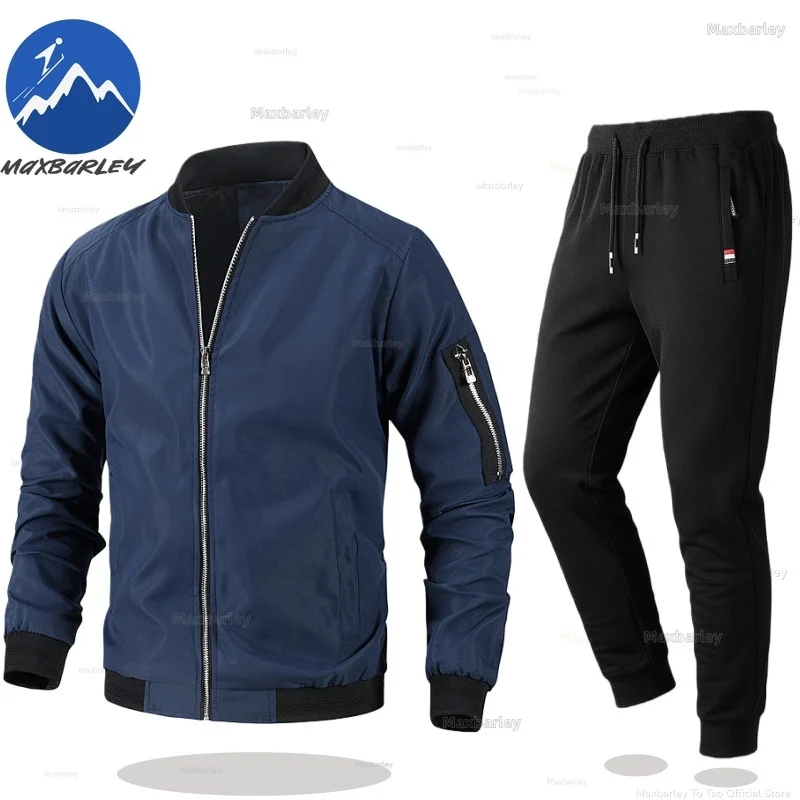 

Maxbarley Baseball Coat Sets Men 2026 Autumn Korean Solid Color Jacket+ Pants Set Casual Tracksuit 2-piece Suit Street Clothing