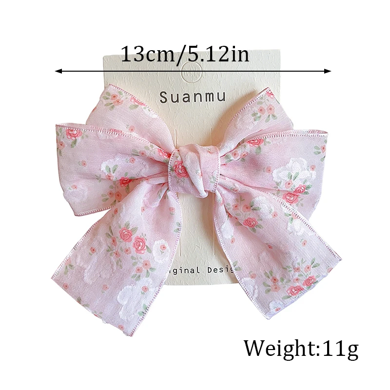 2026 Neue Coquette Süße Blumen-Chiffon Große Strukturierte Haarspange mit Schleife, Haarschonende Haarklammer für Babys, Kleinkinder und Kinder, Geschenk – Detail 1