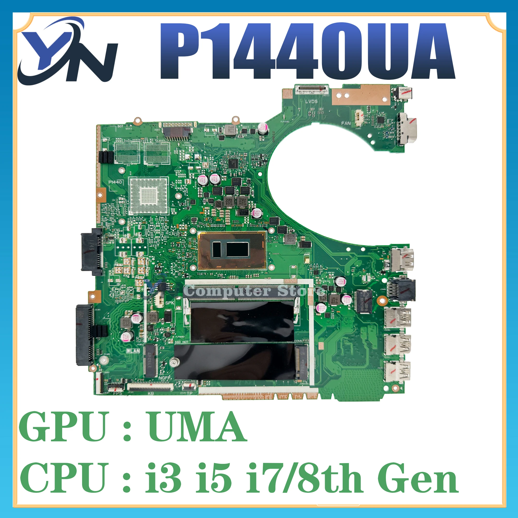 P1440UF Laptop Motherboard For ASUS P1440UA P1440U P1440UB P1440 I3-8130U I5-8250U I7-8550U 4G-RAM 930MX Mainboard 100% Working