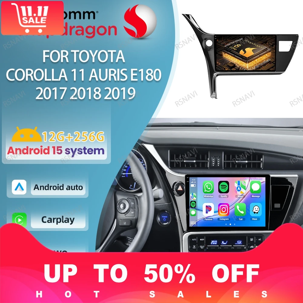 راديو السيارة أندرويد 15 لتويوتا كورولا 11 أوريس E180 2017 2018 2019 وحدة الرأس 5G WIFI DVD الملاحة QLED DSP 4G LTE Autoradio