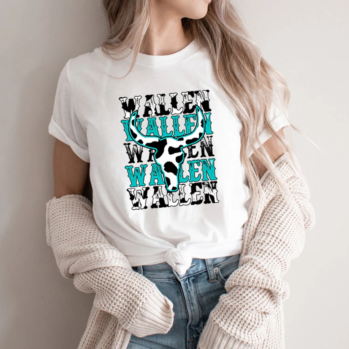 Vintage Wallen Western Tshirt Wallen Cow Print T Shirt Country Music Graphic T Shirts Men Women T-shirts Retro Wallen Shirt Tops