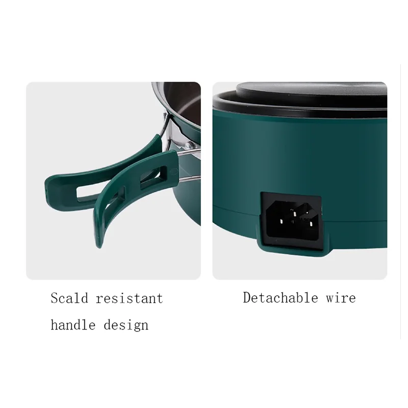 وعاء الطبخ الكهربائي، وعاء ساخن قابل للطي، محمول متعدد الوظائف، نوع سبليت، وعاء طبخ الأرز، مقلاة للسفر المنزلي 1.6 لتر