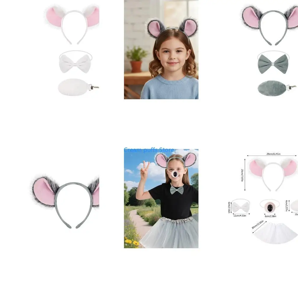 50LE Adorable Koala Shaped Hairpins Childrens Dressing Up Accessories Comfortable Cloth For Halloween Costumes