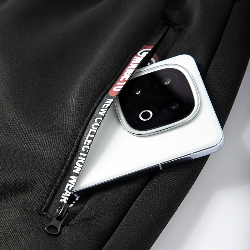 بنطال رياضي رجالي مبطن شيربا دافئ مع جيوب بسحاب شتوي من الصوف الحراري قطيفة بنطال رياضي برباط خصر مرن