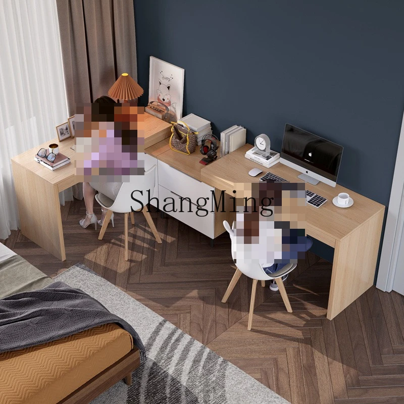 SM double desk, home corner computer desk, bedroom student study table in one