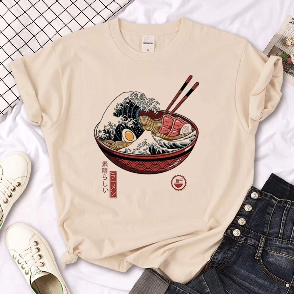 Great Ramen Wave t shirt women summer harajuku designer Tee girl harajuku y2k graphic clothes