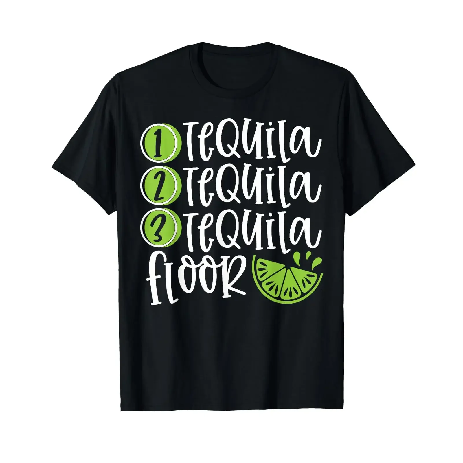 T-shirt One Tequila Two Three Floor vintage délavé unisexe doux respirant extensible pour le quotidien streetwear décontracté