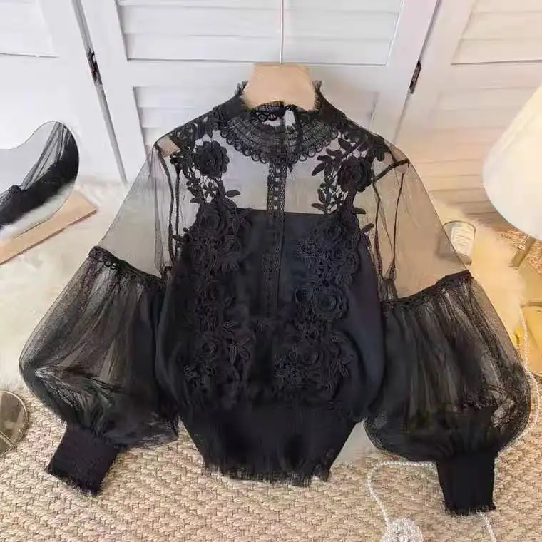 

Sweet Lace Floral Two-Piece Set Base Csole Lantern Sve ter Ne Me Top Women's Premium Quali Summer Faion