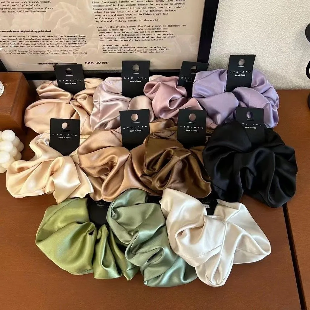 

Oversize Satin Scrunchies Elatic Hair Bands Women Girls Ponytail Holder Silk Hair Ties Simple Large Chouchou Hair Accessories