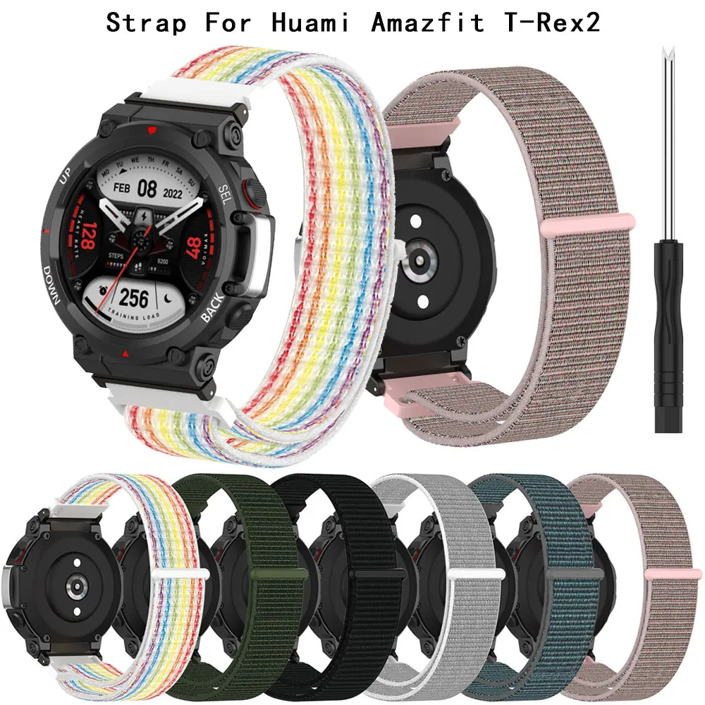 Ремешок нейлоновый для Huami Amazfit T-Rex2, спортивный дышащий сменный Браслет для умных часов