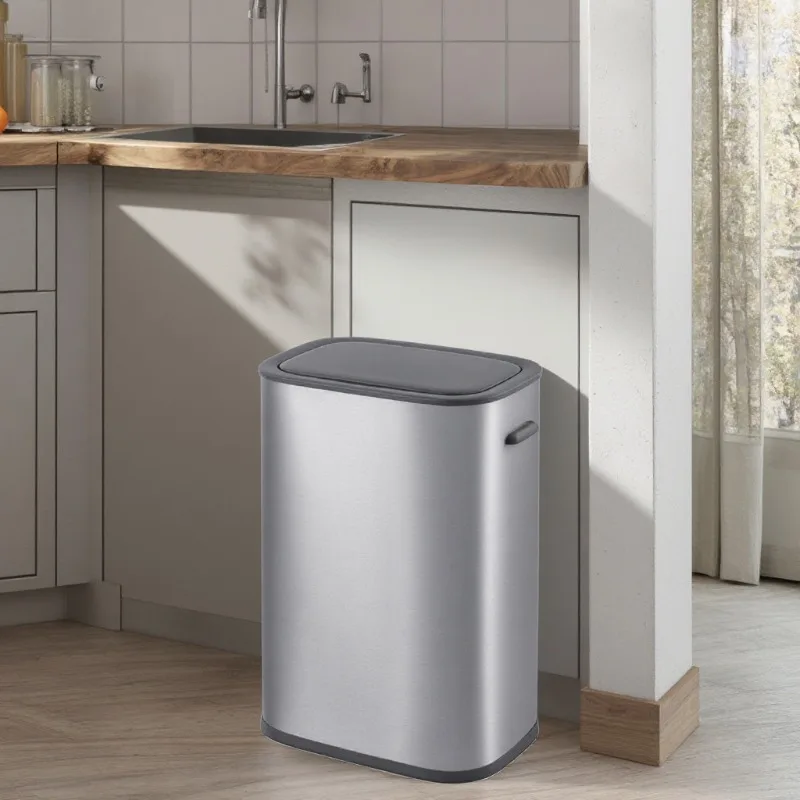 13 gallon stainless steel food waste trash can waterproof automatic motion sensor trash can household hands-free smart