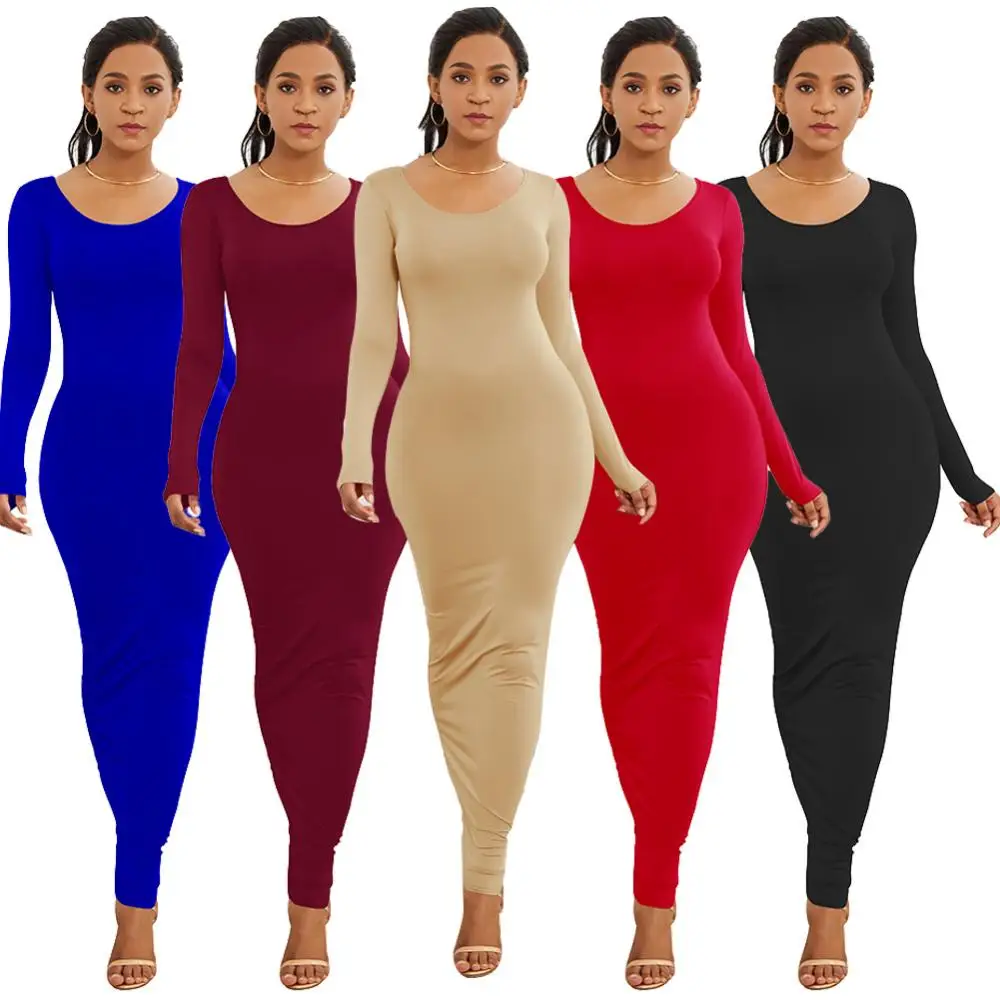 

Dresses for Women Long Sleeve Round Neck Bodycon Dress evening/ party Maxi Dresses 2024 women vestidos