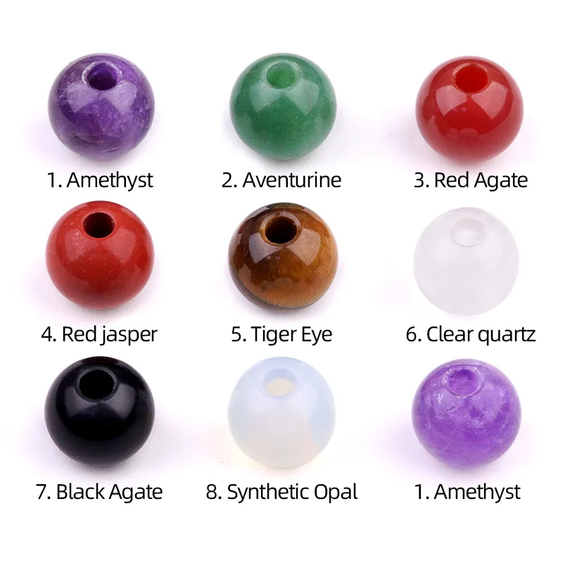 10pcs Large 5mm Hole Natural Crystal Chakra Stone 18mm Round Bead Amethyst DIY Necklace Jewelry Clothing Material