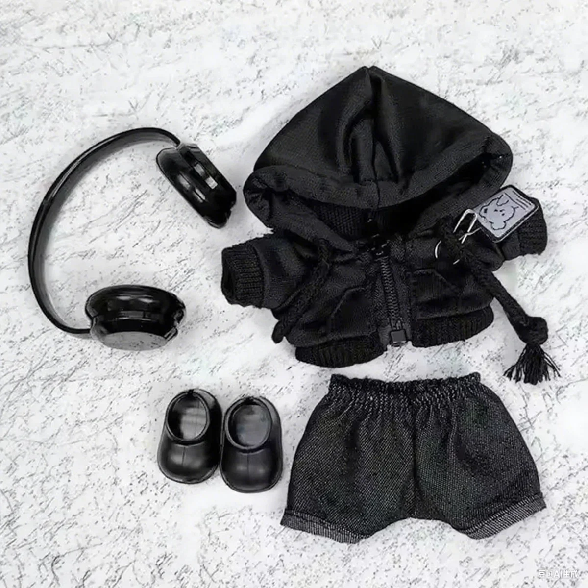 Cute Plush Doll Casual Hoodie Black Suit Fashion Sweatshirt Jacket Outfit Clothes for Labubu Clothes Gifts