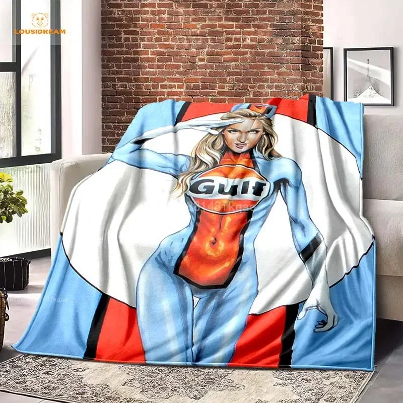 GULF Motorcycle LOGO Printing Blanket Cute Blanket Soft and Comfortable Blanket Warm Blanket Flange Blanket Birthday Gift