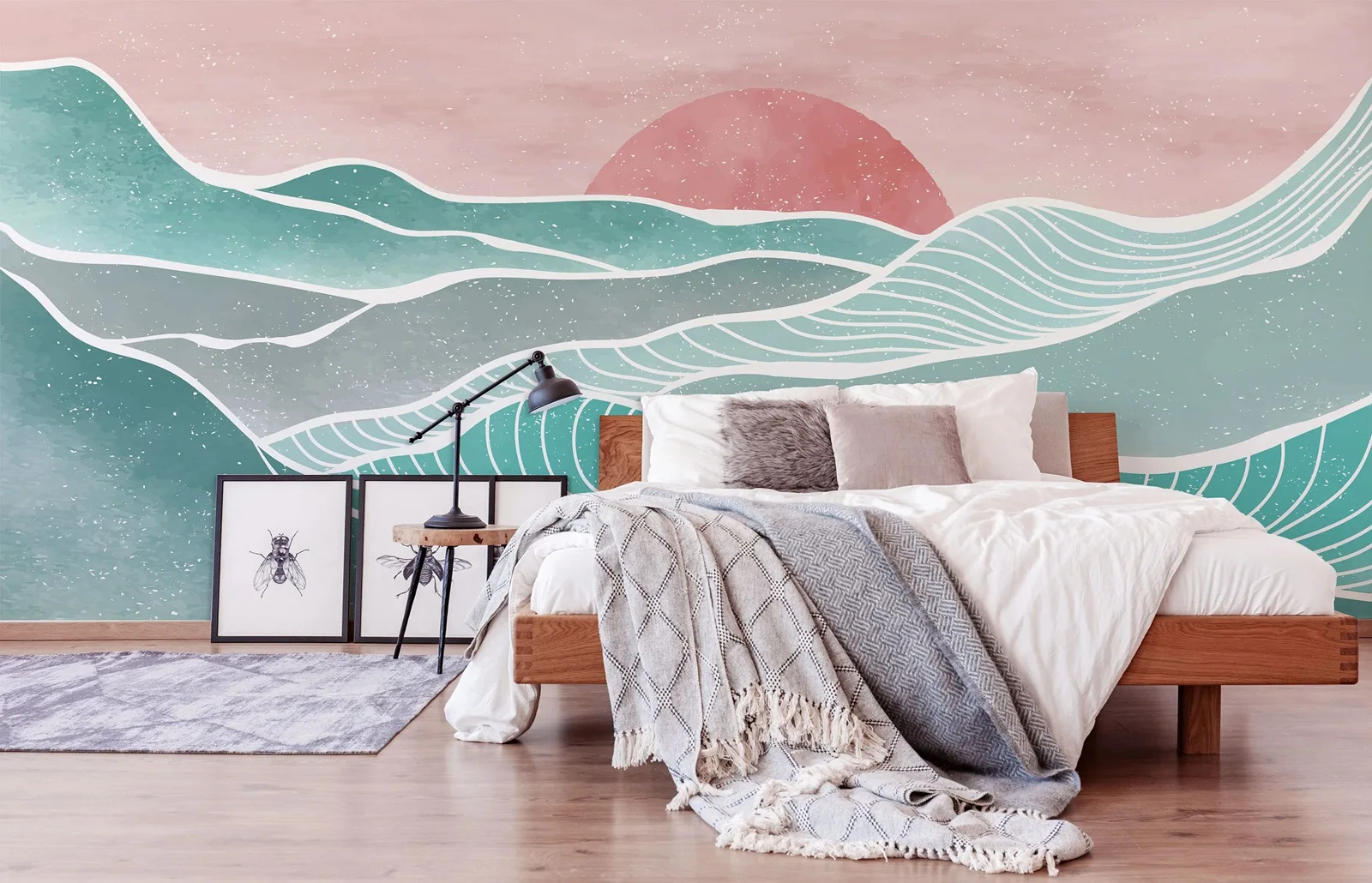 

Настенная роспись с пейзажем заката, винтажные обои Line Art для домашнего декора, настенные рисунки, живописные обои, традиционные без наклеивания, БЕСПЛАТНО ПВХ