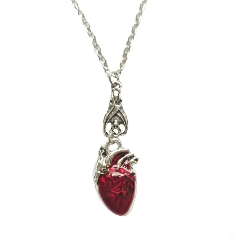 

N0HE Fashionable Witches Jewelry Heart Necklace Accessory for Special Occasions