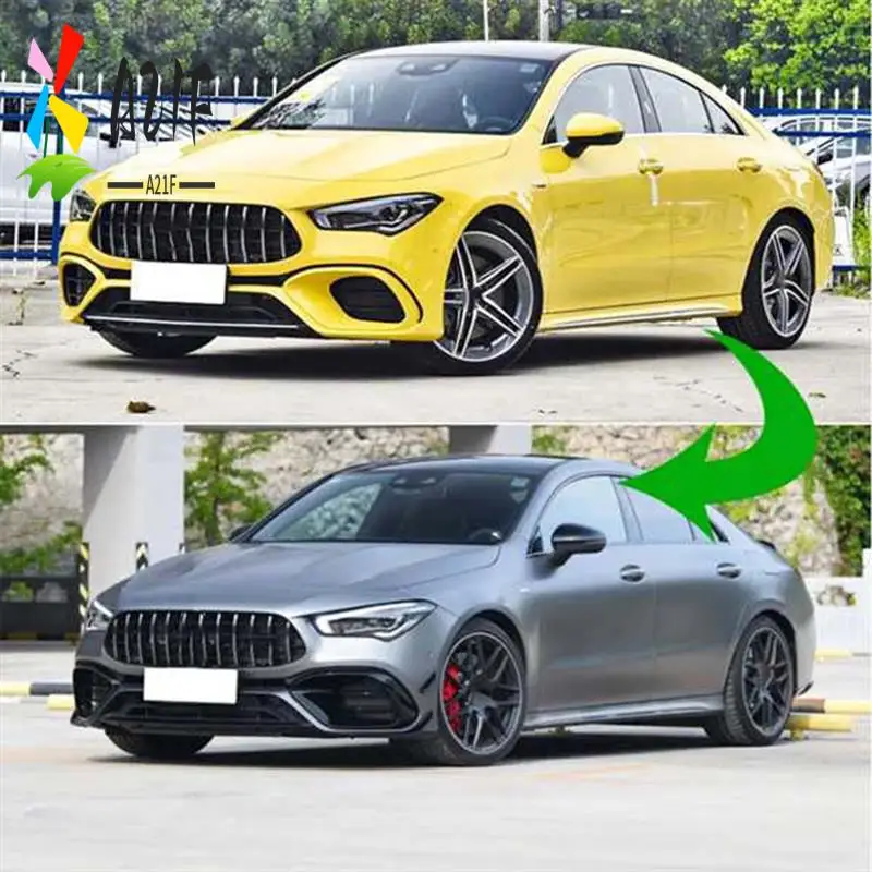 

A21F-For Mercedes Benz C118 W118 CLA45 AMG 2020-2023 Front Bumper Side Spoiler Splitter Canard Fog Lamp Grille Trim Air Blade