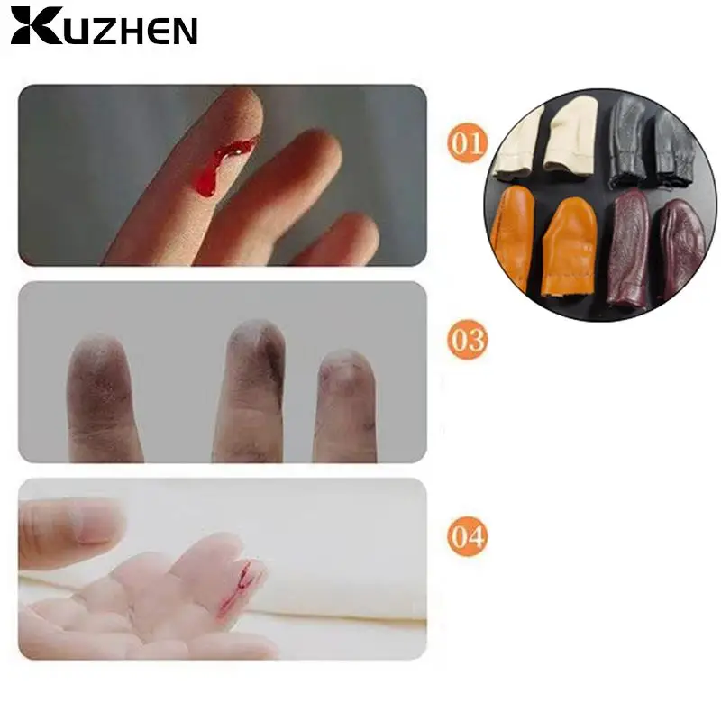 Cowhide Finger Cots Leather Finger Protectors Cowhide DIY Handmade Finger Cots Random Color Index Thimble Protector Sewing Tools