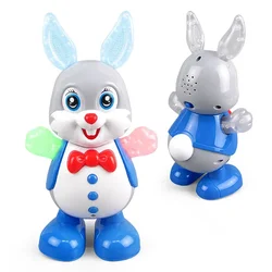 Muñeco de conejo eléctrico que baila, Robot Educativo que camina, conejo de dibujos animados, juguete de baile de música ligera, regalo para niños