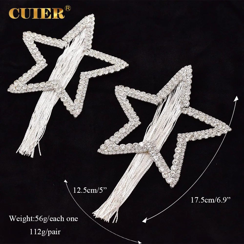 Imagem -04 - Cuier-brincos Oversize Rhinestone Geometria Estrela para Mulheres Joias Longas de Metal Borla Performance Palco 175 cm