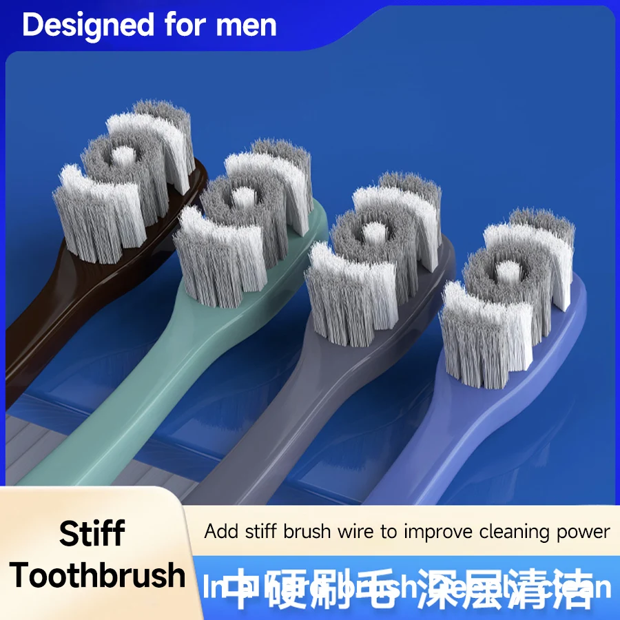 4pcs  manual toothbrush 360 Whole Mouth Clean ,Mens Toothbrush,Medium-Hard Bristle Toothbrush for Adults,Excellent Cleaning Effe