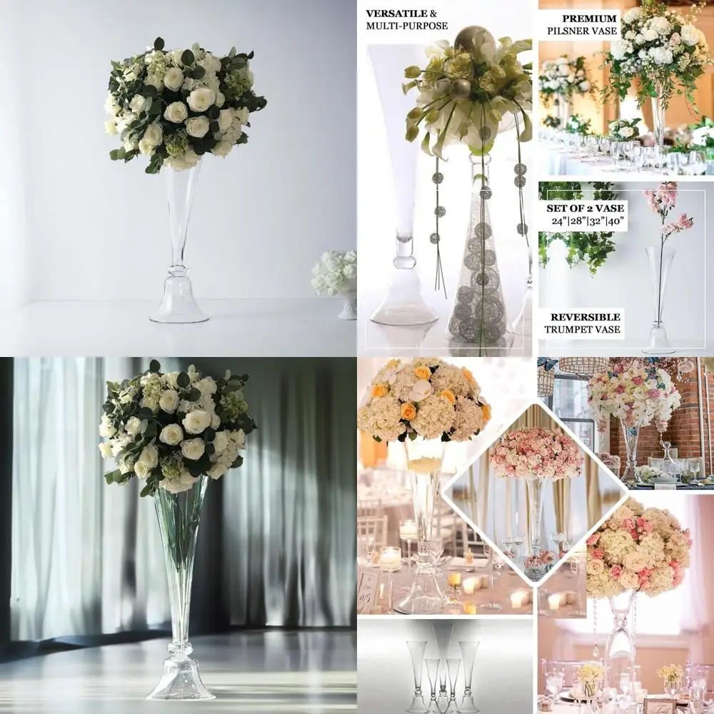 

Двусторонние вазы для кларнета, набор из 2 шт., прозрачные стеклянные вазы высотой 24 дюйма для свадеб, мероприятий и домашних украшений