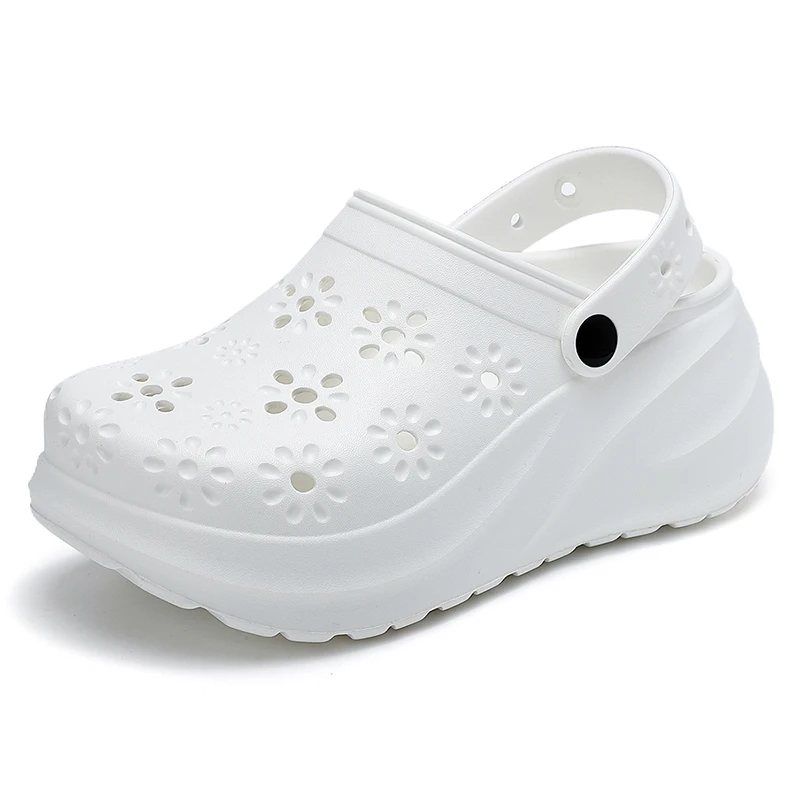 Women's Flower Cutout Platform Clogs, Beach Sandals