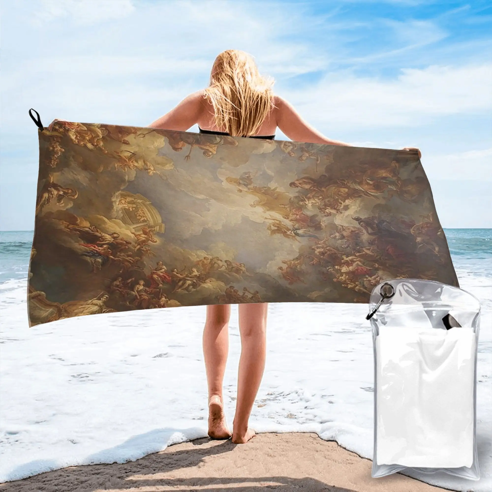 Brown Ceiling at Versailles Renaissance Panting Beach Towel Soft Microfiber Quick Dry Absorbent Quick Towels For Yoga