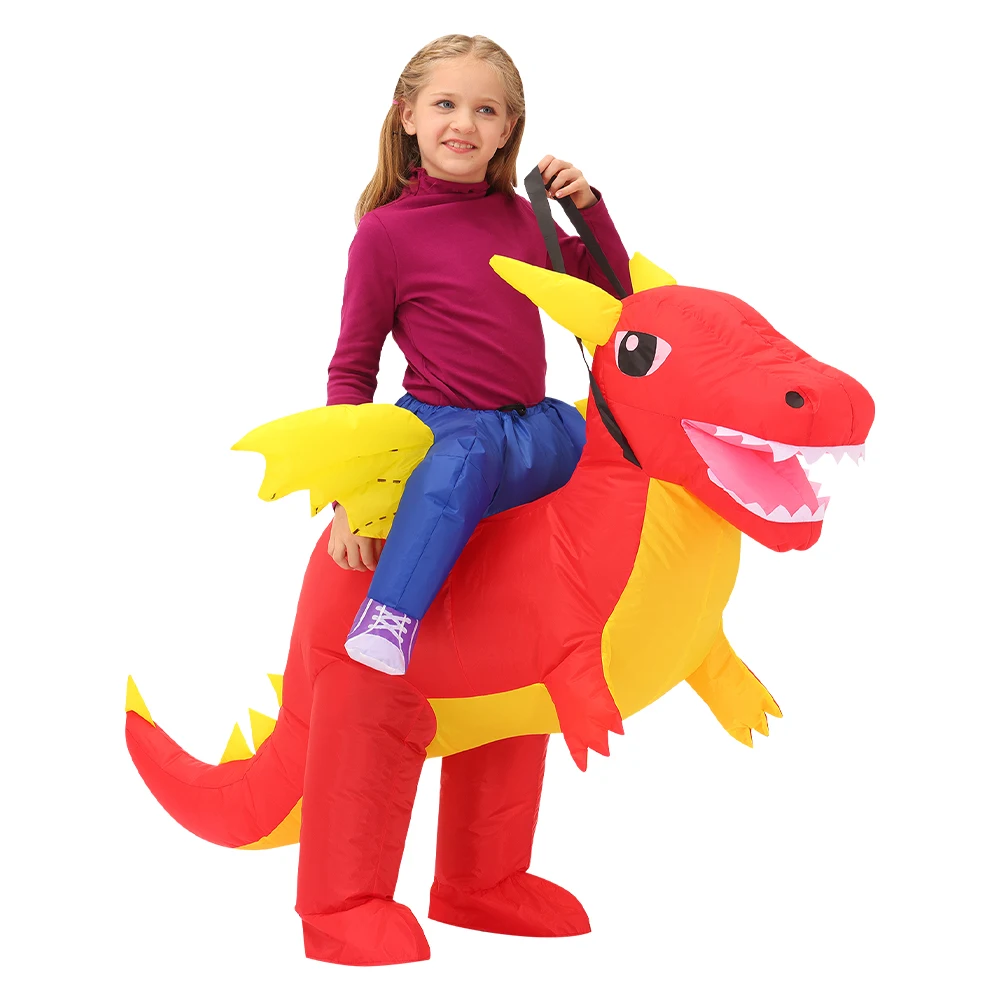 Adults and Children Inflatable Dinosaur Costume Fun Tyrannosaurus Ride-On Costume Suitable Halloween Carnival Party Role Playing