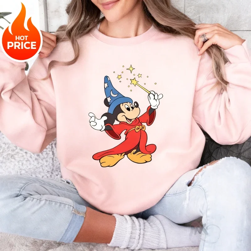 디즈니 2025 뉴 핫 미키 마우스 빈티지 크루 스웨터 소년 소녀 가족 부모-자식 착용 오버 사이즈 남성 여성 루즈 후드 탑