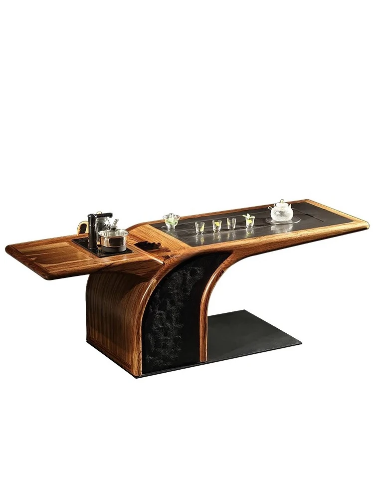

*Dapeng Spreading Wings New Chinese Solid Wood Designer Tea Table Nordic High-end Ebony Tea Table and Chair Combination O1