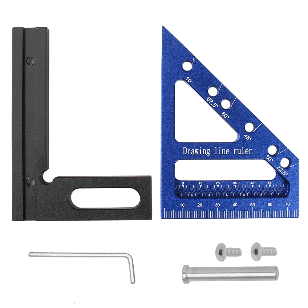 Imagem -06 - Carpenter Square Hole Scribing Ruler Régua de Medição com Pino Angular Construção Precision Woodworking Tool 225-90 Graus 1pc