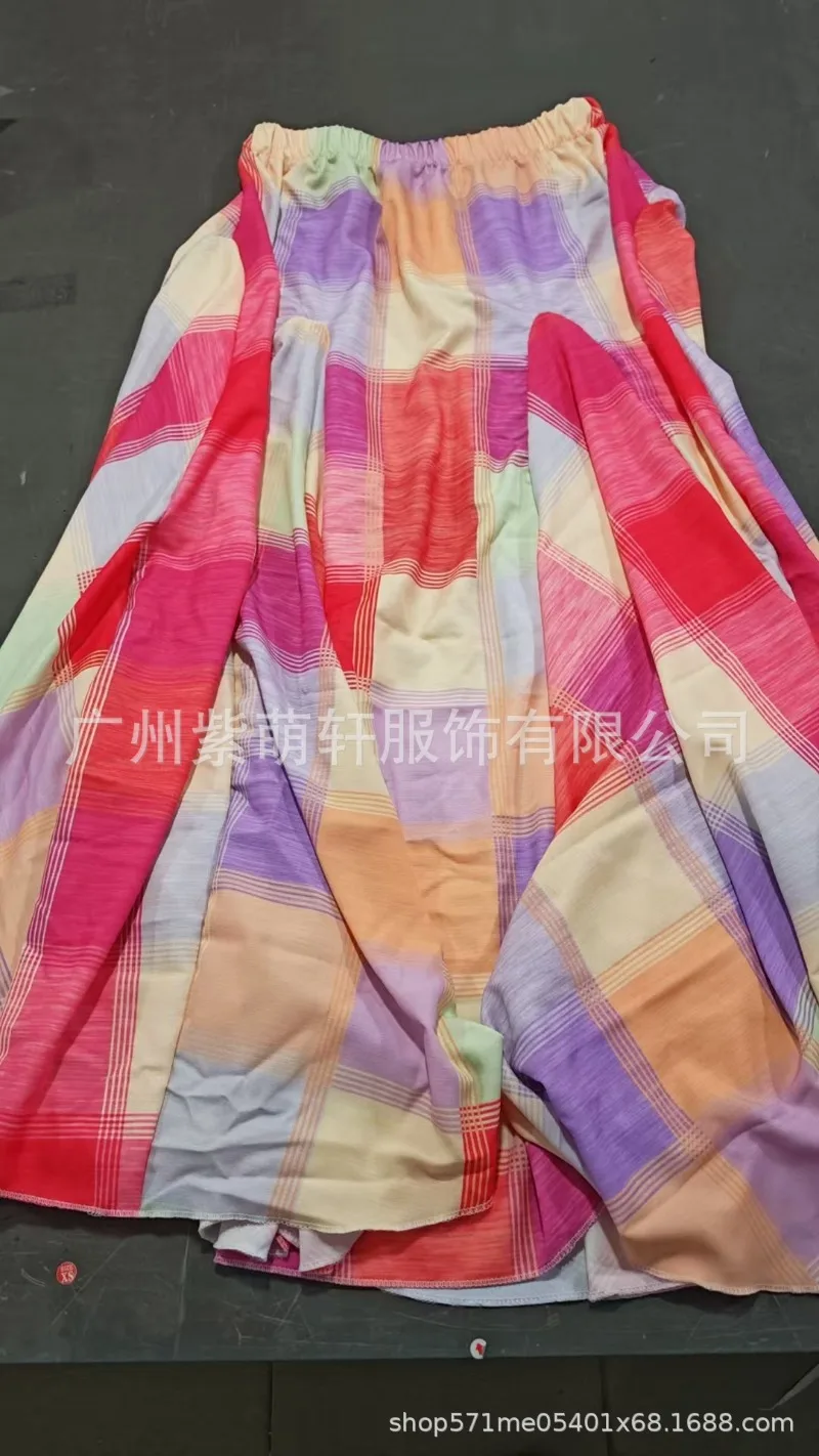 Elegante Frauen Bunte Plaid Falten Rock Y2K INS Mori Mädchen Hohe Taille Lose Sommer Urlaub Urlaub Langen Rock Streetwear – Detail 2