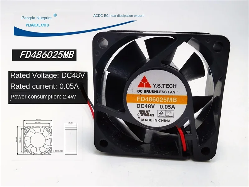 

60*60*25MM Fd486025mb 48v0.05a DC Double Ball Bearing 6025 6cm/cm Cooling Fan