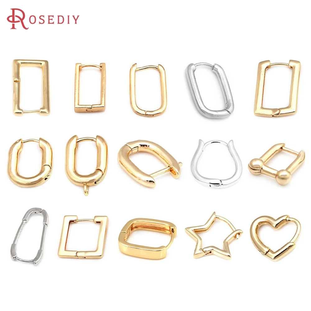 

18K Gold Color Brass Rectangle Loop Earrings Hoops High Quality Jewelry Making Supplies Earrings Diy Accessories