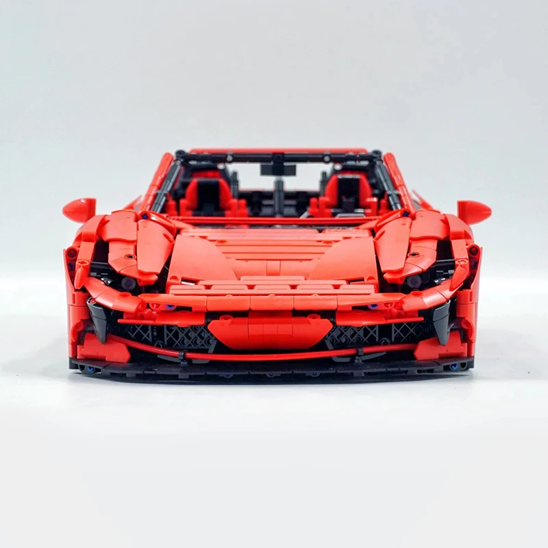 MOC JD018 Technical Red F8 Sports Car Building Blocks Speed Racing Vehicle Brick Puzzle Educational Toys Christmas Gift For Kids