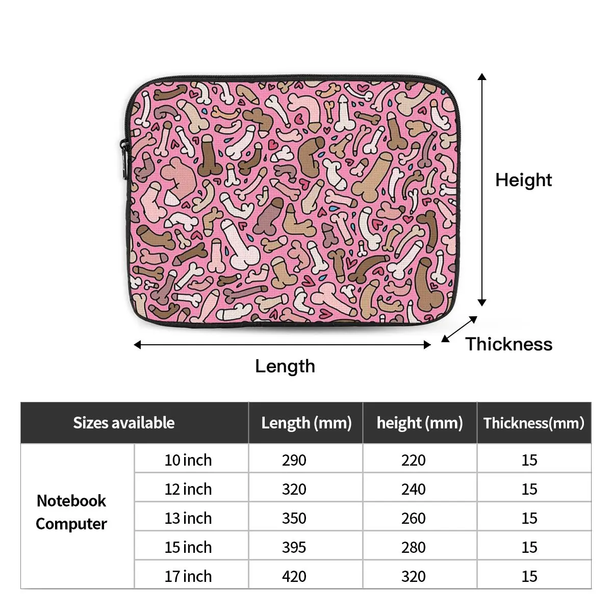 Pink Penis Notebook Laptop Bag Case Pouch 10 12 13 15 17 Inch For Macbook Air Pro Tablet Shockproof Case Bag