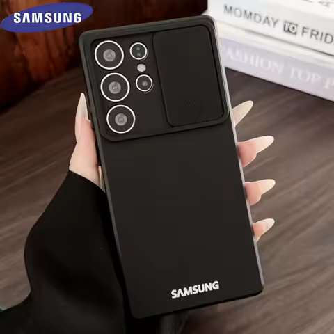 Heavy Duty Slide Camera Protector Case Samsung S25 S24 Ultra S23 S22 S21Plus S24 S21 FE A55 A35 A25 A15 Silicone Bumper Cases