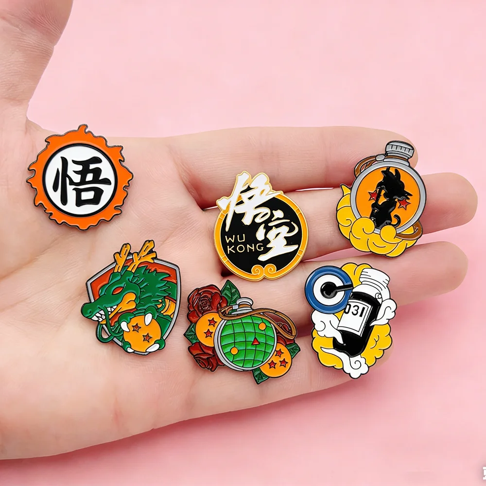 6 Stück Anime Dragon Ball Son Goku Emaille-Broschen, Cartoon Vegeta, Piccolo, Master Roshi, Krillin Anstecknadeln für Fans als Geschenk – Detail 7