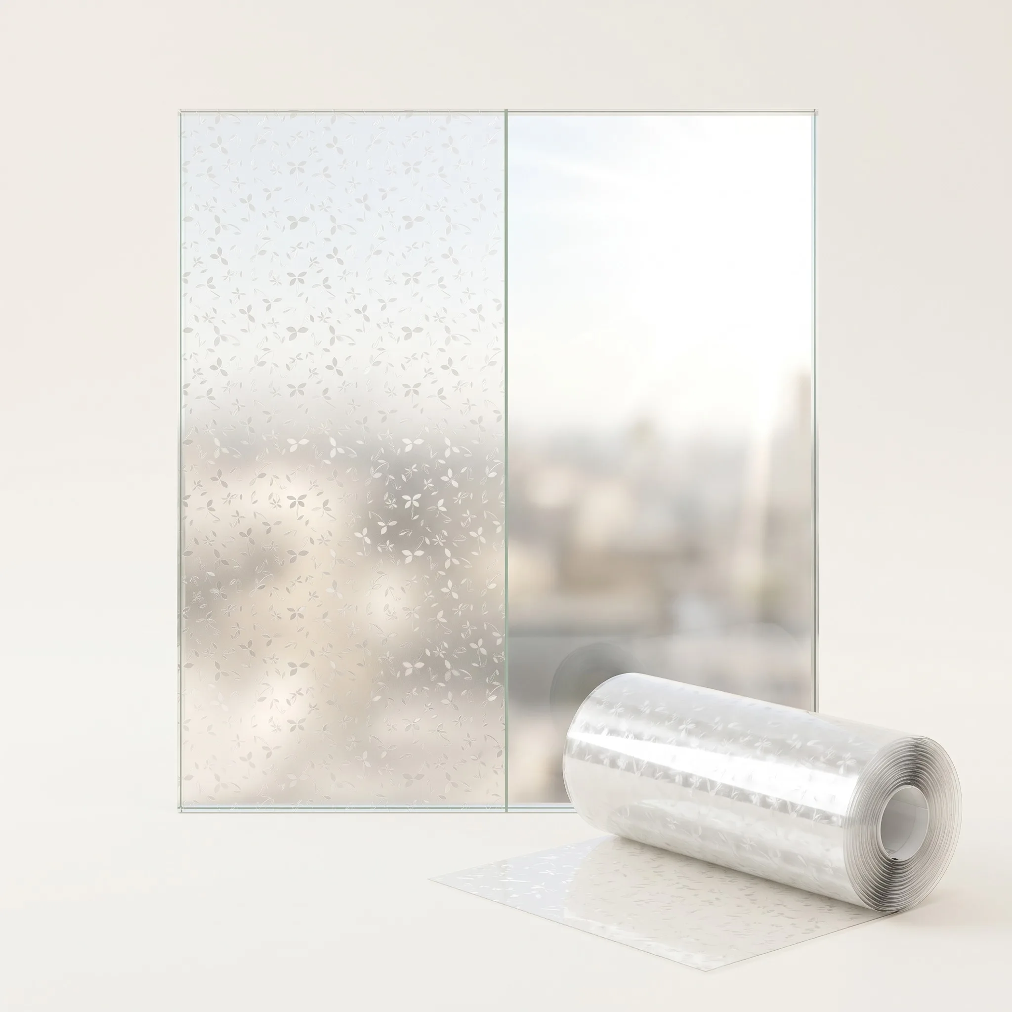 Privacy Frosted Window Film Decorative Static Cling Window Sticker Translucent Window Decal for Bathroom for Glass Door