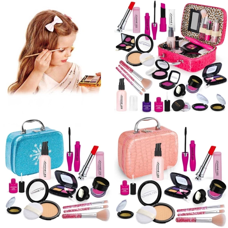 13Pcs Kids Makeup Kit for Girls Playing Make Up Set Toy for 4 5 6 7 8 9 10 Years Old Girls Pretend Dress-Up Beauty Set