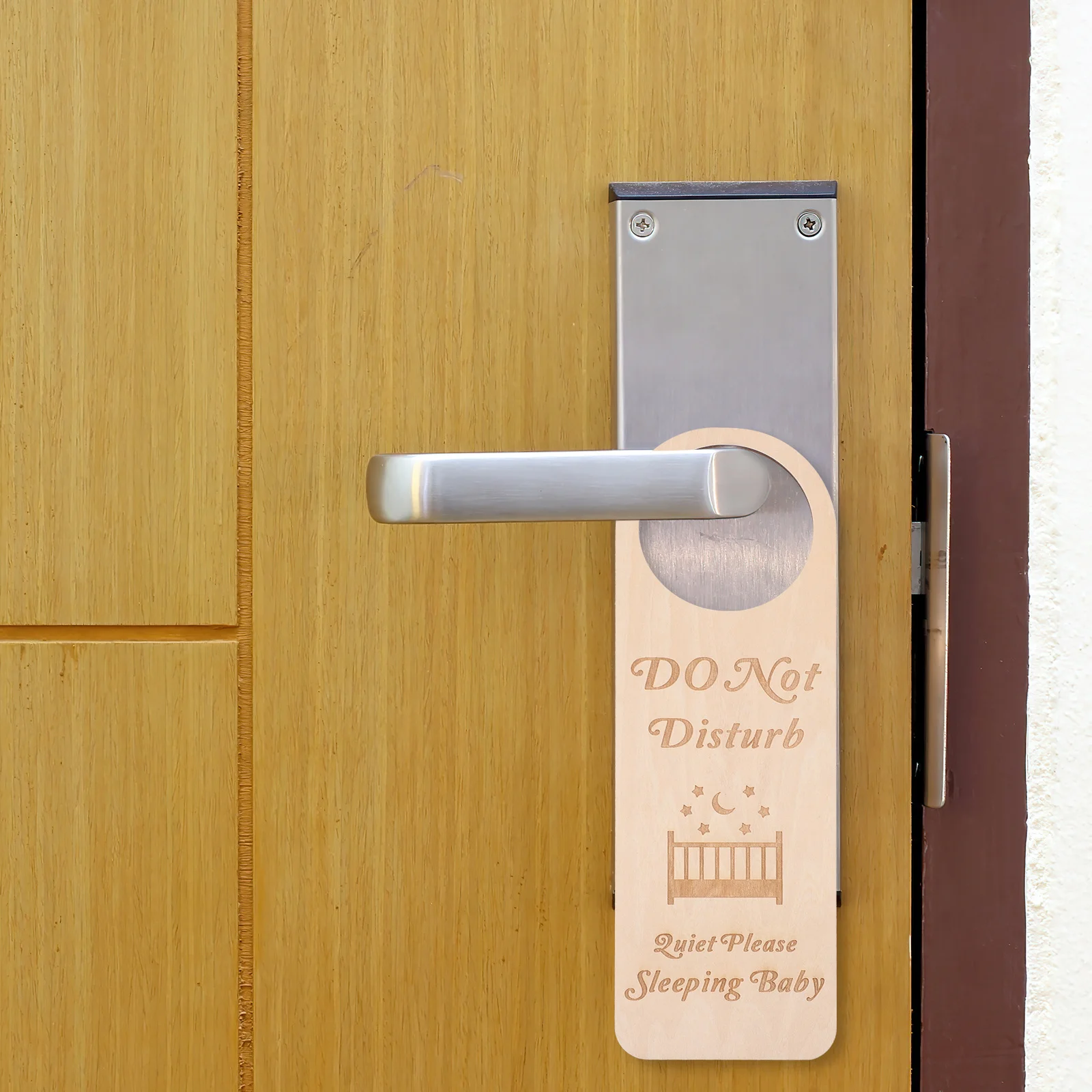 

2pcs Wooden Baby Sleeping Sign Door Hanger Do Not Disturb Hanging Nursery Decor For Newborn Boy Girl Bedroom Entryway Use