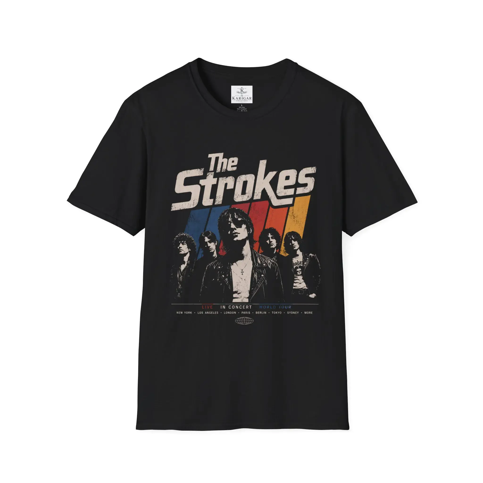 The Strokes Band 2026 Tour T‑Shirt, Retro Poster Graphic Print, Street Style Unisex Vintage Cotton Short Sleeve Tee