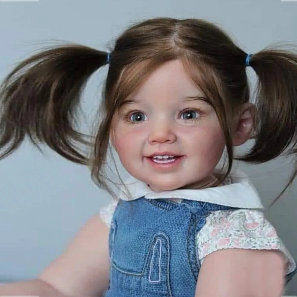 Painted Toddler Girl 28'' Lifelike Reborn Baby Doll Cammi Long Hair Cute Handmade Doll