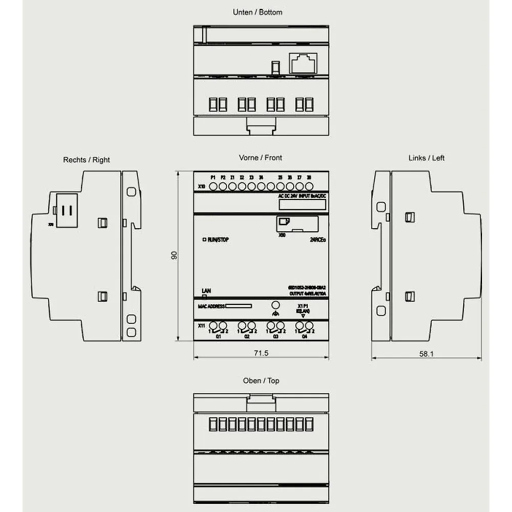 وحدة تحكم PLC قابلة للتوسيع 6ED1052-2HB08-0BA2 مخرجات التتابع تصميم مدمج مع سجل بيانات إيثرنت ودعم السحابة للاستخدام الصناعي