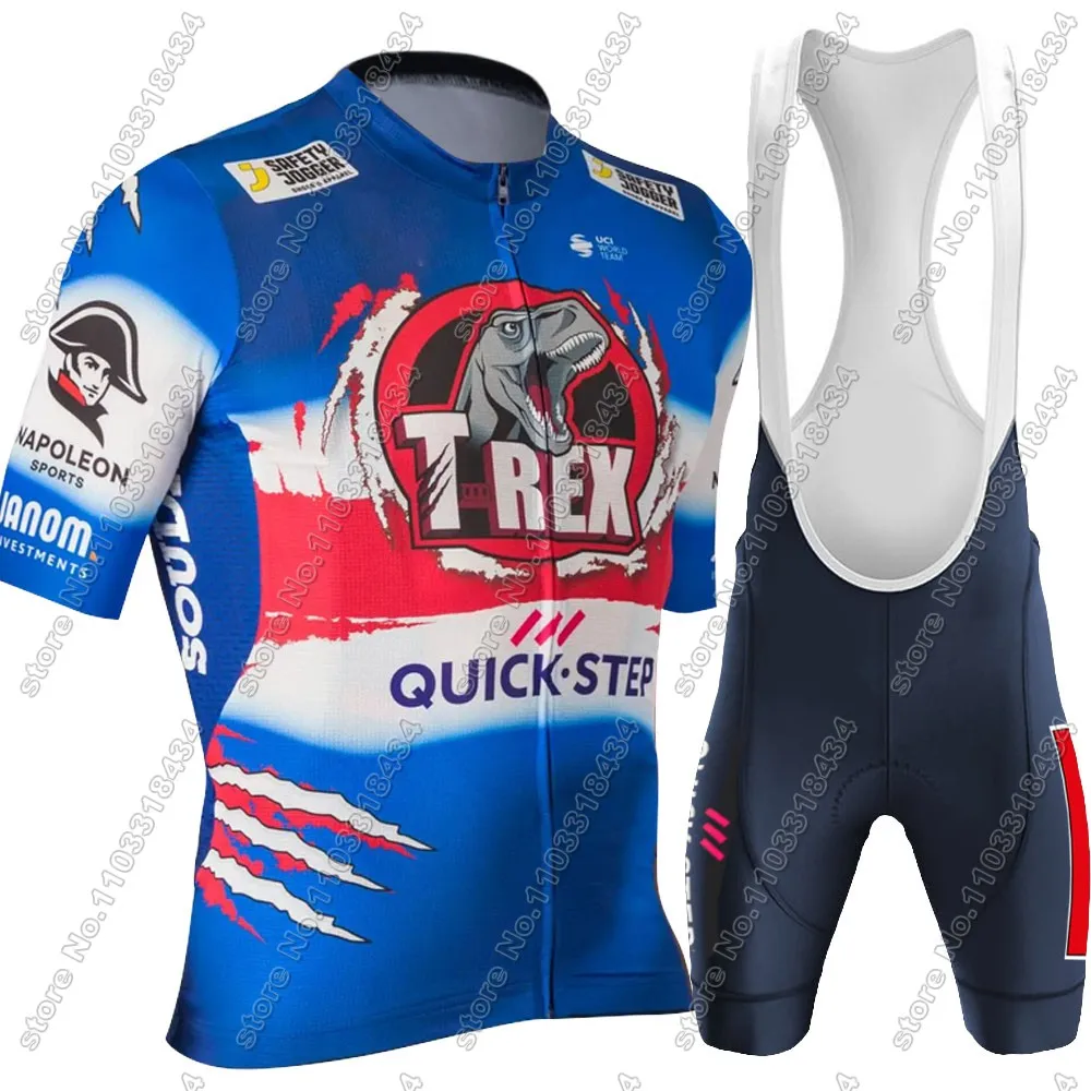 France Tour Soudal Quick Step 2024 Cycling Jersey World Champion Set Men Cycling Clothing Road Bike Shirt Suit Bicycle Bib Pants