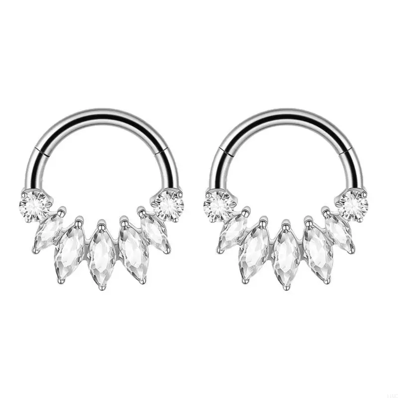 Pack of 2 Unique Geometric Nose Rings Body Piercing Jewelry Seamless Design Metal Texture Polished Finish
